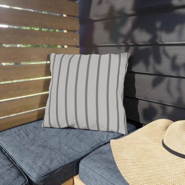 Grey Herringbone Stripe Outdoor Pillow - Image 2