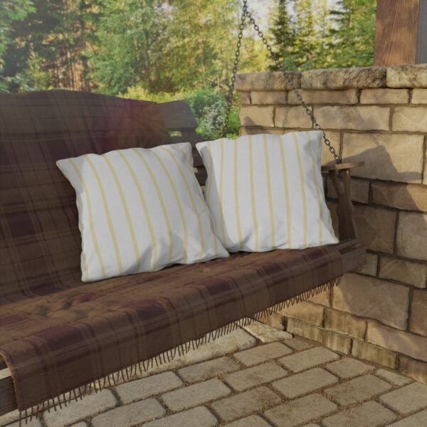Butter Yellow Herringbone Stripe Outdoor Pillow - Image 11
