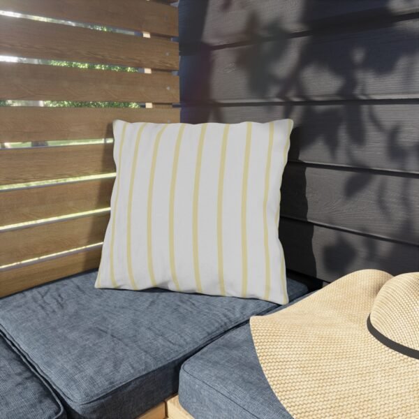 Butter Yellow Herringbone Stripe Outdoor Pillow - Image 2