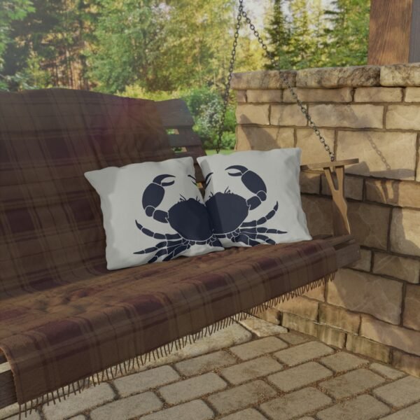 Crab ,Navy Blue, Outdoor Pillow - Image 3