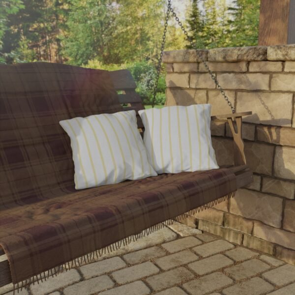Butter Yellow Herringbone Stripe Outdoor Pillow - Image 3