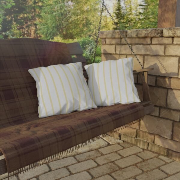 Butter Yellow Herringbone Stripe Outdoor Pillow - Image 7