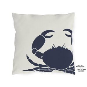 Crab ,Navy Blue, Outdoor Pillow